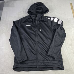 Nike Therma Fit Hooded Jacket Gray Elite Basketball Stripe Sz Med 835379